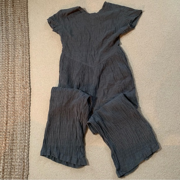Free People Gray Open Back Jumpsuit Linen Cotton Blend - Picture 6 of 10